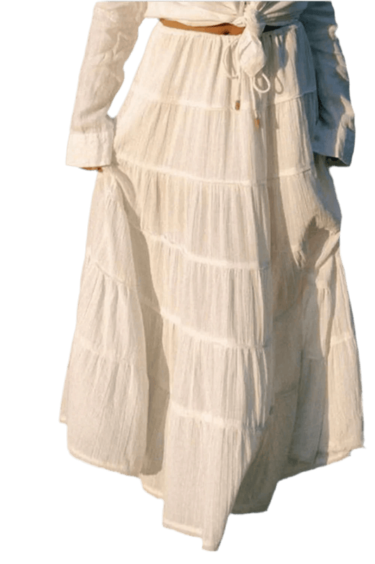 Boho Chic Tiered Maxi Skirt in White - minbolu -