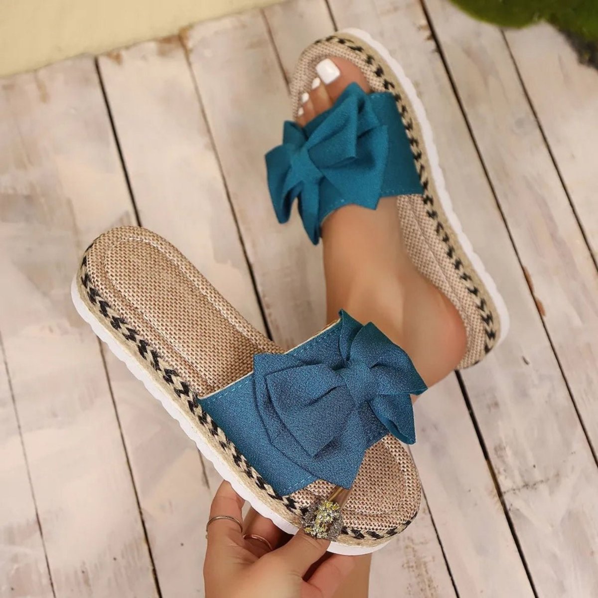 Bow Open Toe Platform Sandals - Open Toe Slide Sandals - minbolu