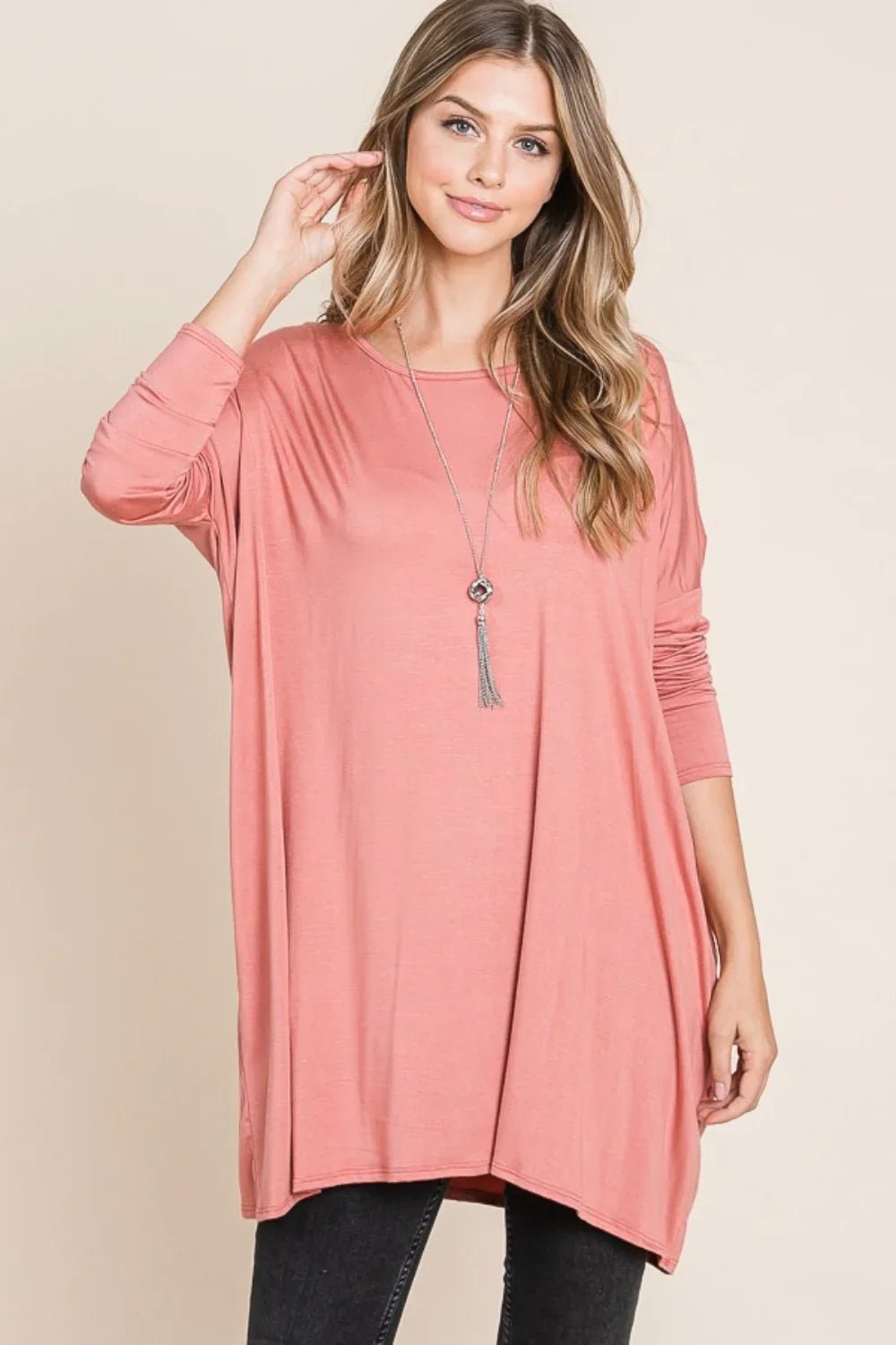 Brick Oversized Long Sleeve Top - minbolu -