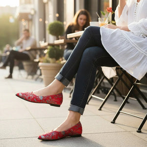 Flat Slip-On Point Toe Flats - Rhinestone Embellished Women's Shoes - minbolu -