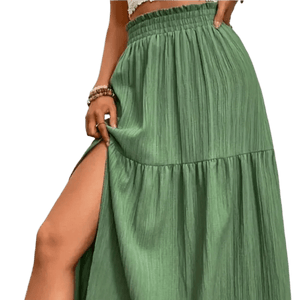 Frill Slit Skirt - Chic and Flattering Design - minbolu -
