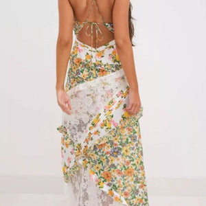 Floral dress with a white background