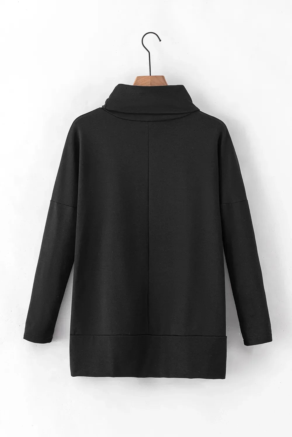 Long Sleeve Blouse - Side Slit High-Low Cowl Neck Style - minbolu -