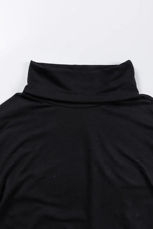 Long Sleeve Blouse - Side Slit High-Low Cowl Neck Style - minbolu -