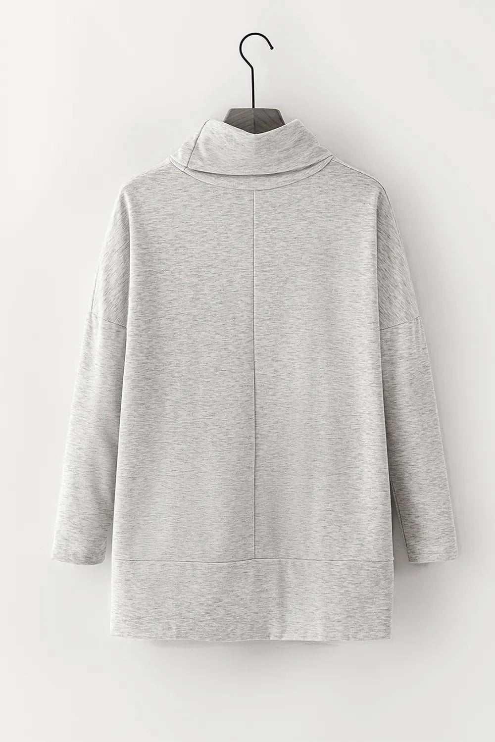Long Sleeve Blouse - Side Slit High-Low Cowl Neck Style - minbolu -