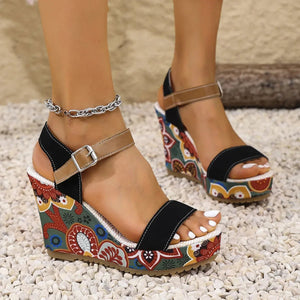 Open Toe Wedge Sandals - minbolu -