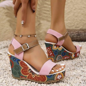 Open Toe Wedge Sandals - minbolu -