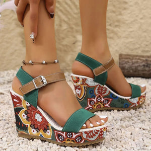 Open Toe Wedge Sandals - minbolu -