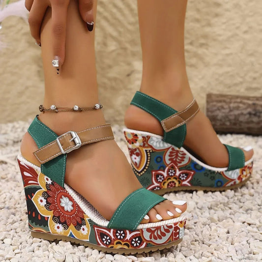 Open Toe Wedge Sandals - minbolu -