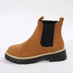 Round Toe Block Heels Boots - minbolu -