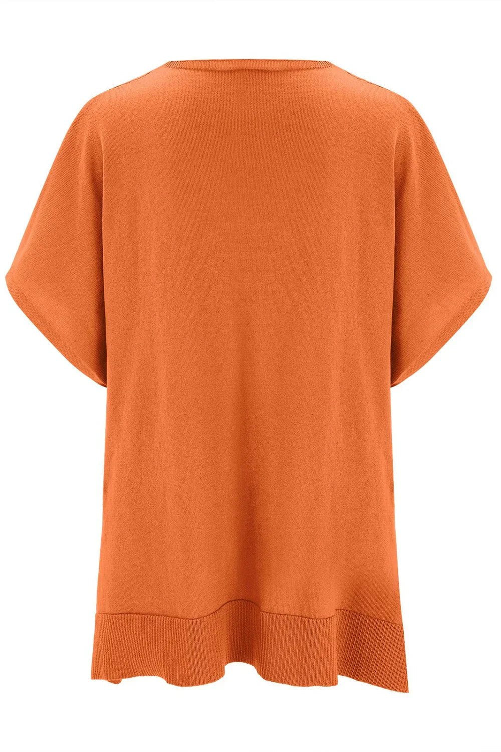 Slit V-Neck Half Sleeve Knit Top - minbolu -
