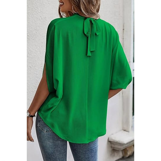 Tie Back Slit Half Sleeve Blouse