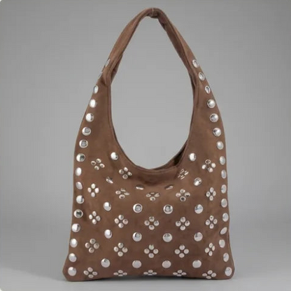 Fame Studded Rivets Hobo Shoulder Bag
