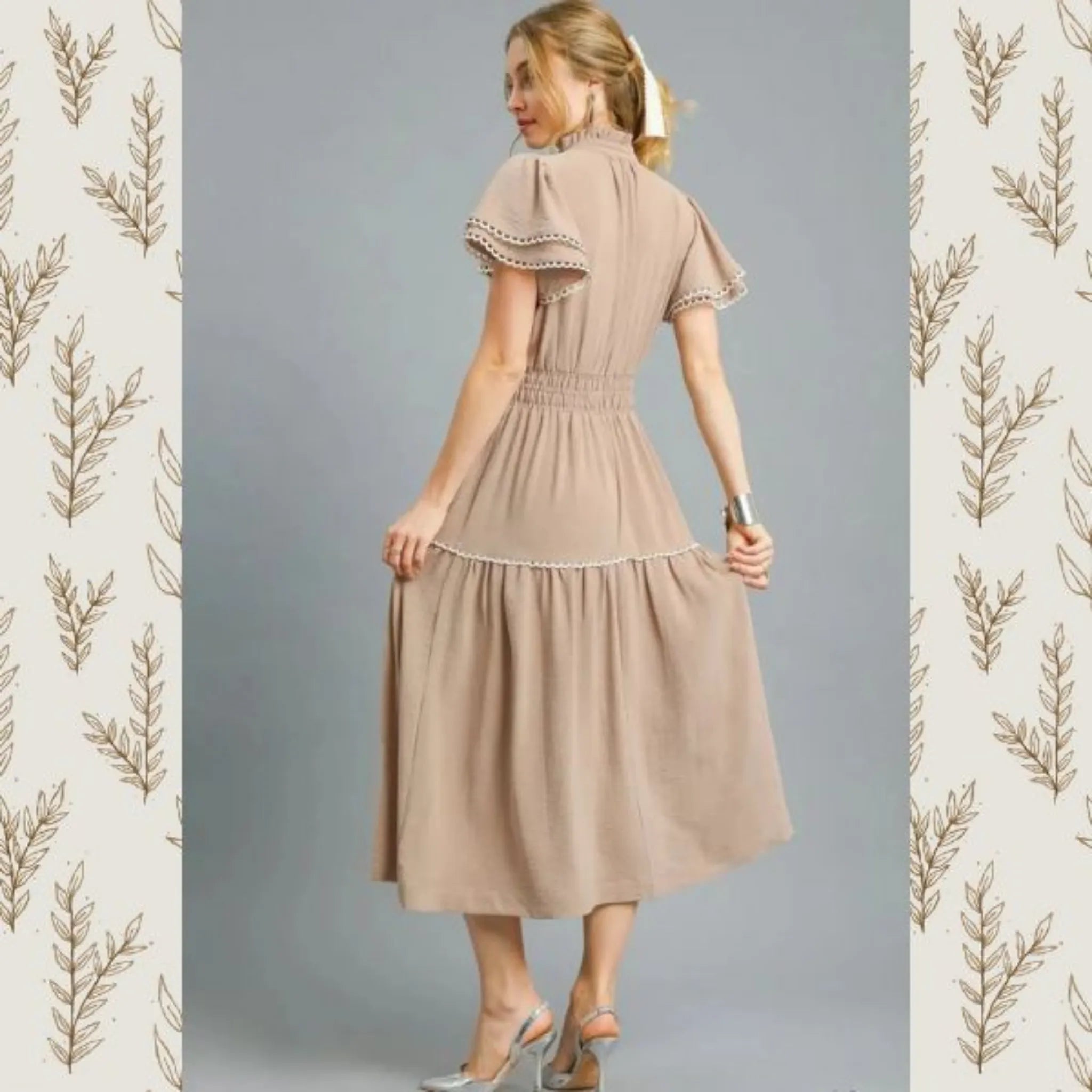 Umgee Tiered Flutter Sleeve Midi Dress