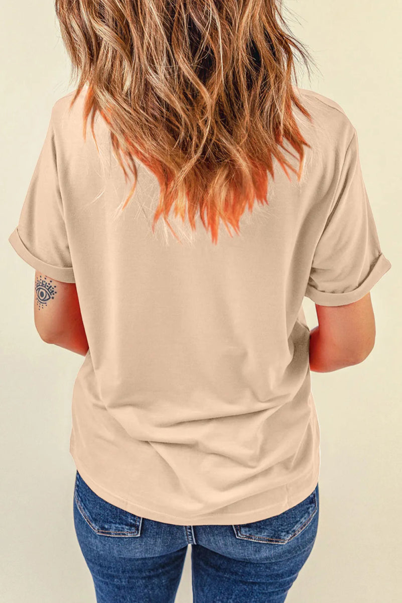 AMERICA Round Neck Short Sleeve T-Shirt - minbolu -