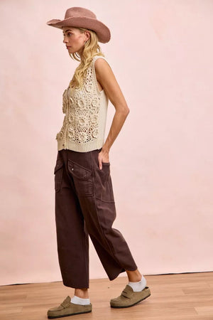 BiBi Washed Terry Pants with Pockets - minbolu -