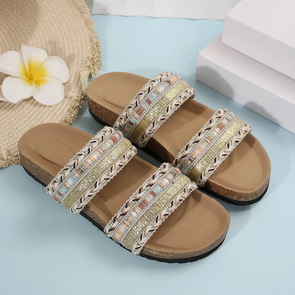Bohemian Slides Platform Sandals - minbolu -