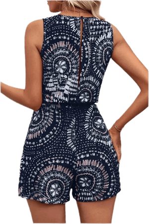 Boho Floral Print Sleeveless Summer Romper - minbolu -