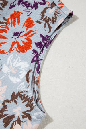 Boho Jumpsuit - Floral Sleeveless Button Front Wide Leg Women's Jumpsuit - minbolu -