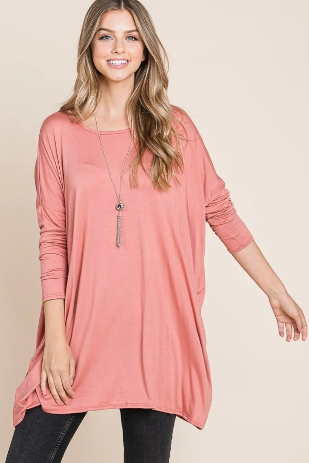 Brick Oversized Long Sleeve Top - minbolu -