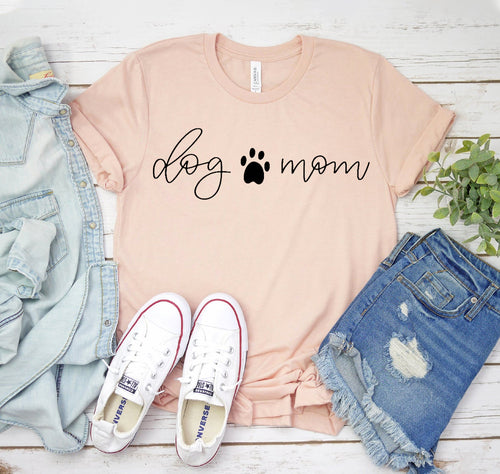 Dog Mom T-Shirt | Pawprint Dog Mom Shirt for Dog Lovers