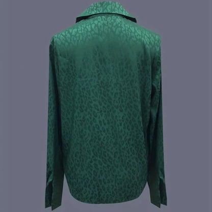 Leopard Button Up Long Sleeve Shirt