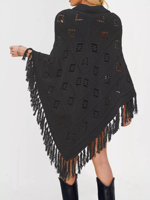 Fringe Openwork Knit Cover Up - minbolu -