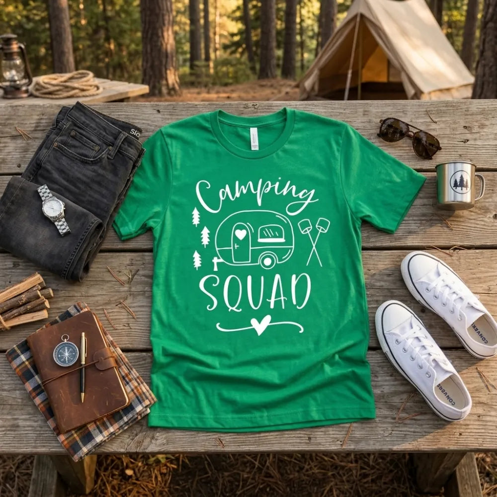 Camping Squad Blue Tee | Outdoor Fun Shirt