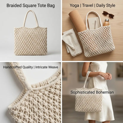 Fame Braided Square Tote Bag