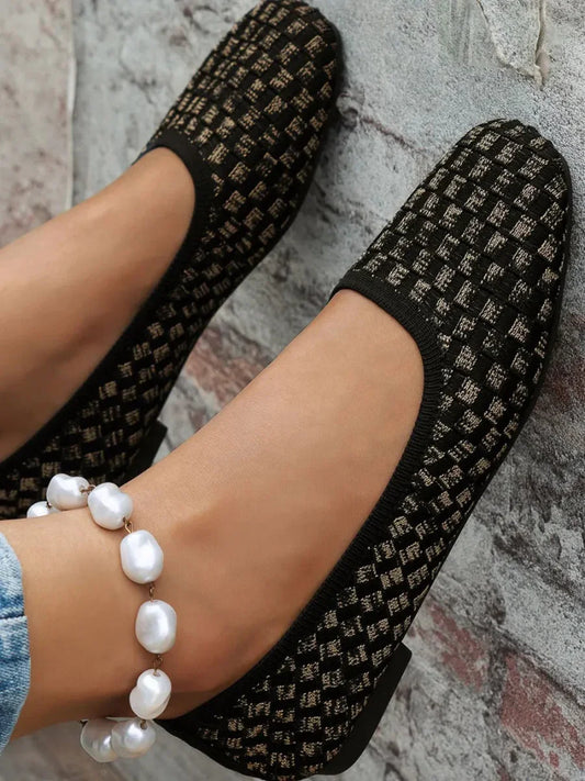 Mesh Round Toe Flat Slip-Ons - minbolu -