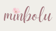 Brand name 'minbolu' with a pink flower on a light pink background
