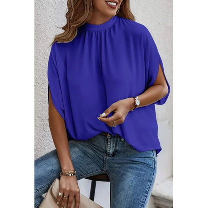 Tie Back Slit Half Sleeve Blouse