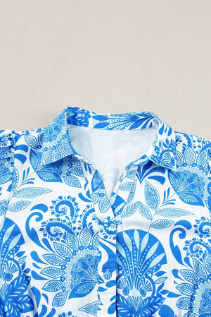 Sky Blue Boho Floral Mini Dress - Tiered Ruffle Summer Dress - Short Dresses - minbolu