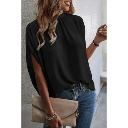 Tie Back Slit Half Sleeve Blouse