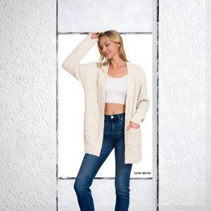 Zenana Long Sleeve Popcorn Sweater Cardigan with Pockets - Knit Cardigan - minbolu